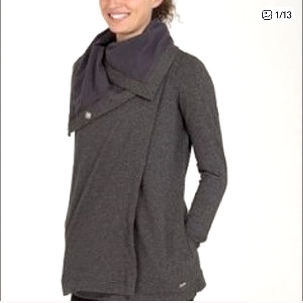 lululemon athletica Charcoal Asymmetrical Mock-Collar Sweater Jacket